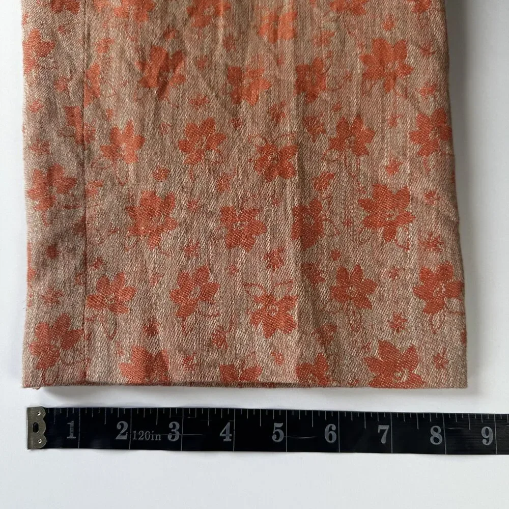 Benard Holtzman Shirt Pants Set Womens 8P Orange Floral Linen Petite‎ Lined Suit